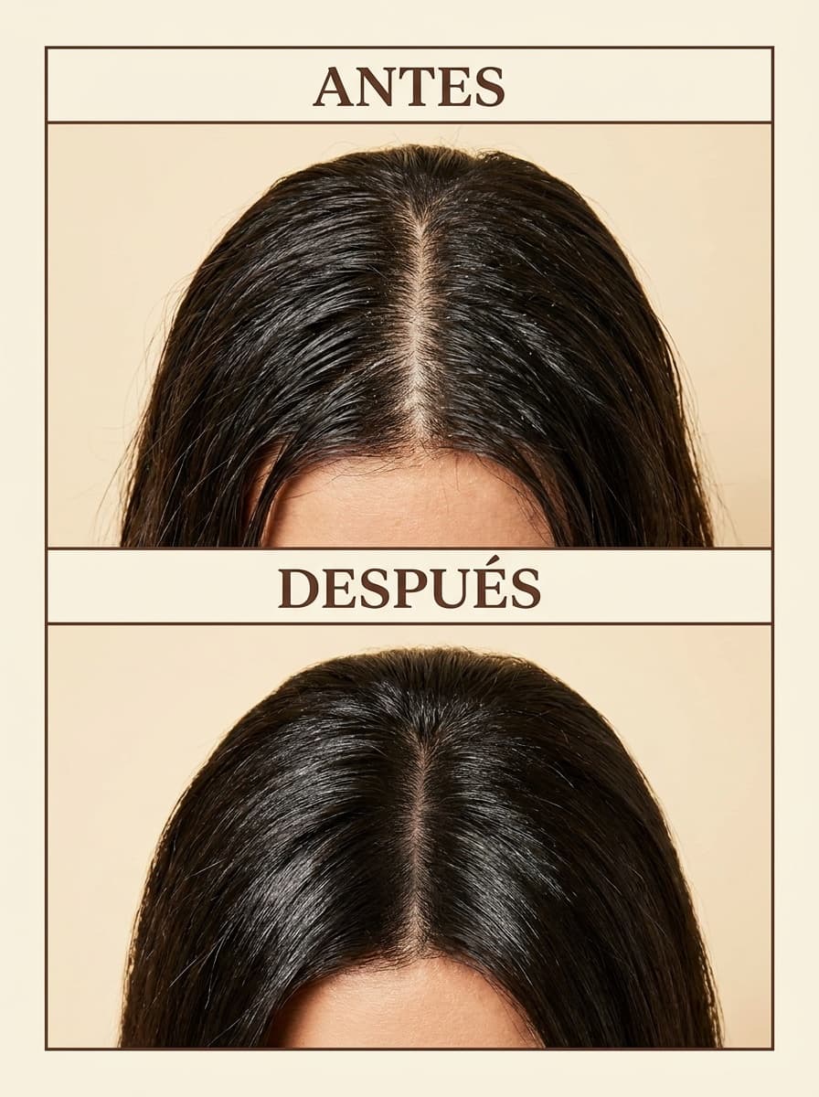 Antes e depois: raízes oleosas em comparação com raízes limpas e com volume